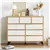 9-Drawer Storage Cabinet, Dresser with Wood Desktop, White (Natural)