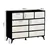 9-Drawer Storage Cabinet, Dresser with Wood Desktop, White (Black)