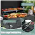 Portable Charcoal BBQ Grill with Foldable Side Tables & Wheels