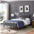 Queen Size Metal Bed Frame with Boucle Fabric Headboard(Dark Grey)