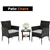 FDW Black 3-Piece Wicker Patio Bistro Set