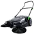 Manual Walk-Behind Floor Sweeper with Adjustable Handle and Large Cont