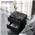 Modern Bedside Nightstand with LED Light - Black