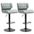 Set of 2 Adjustable Swivel PU Leather Bar Stools - Grey