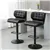Set of 2 Adjustable Swivel PU Leather Bar Stools - Black