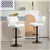 Set of 2 Adjustable Swivel PU Leather Bar Stools - White