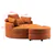 51.2' Oversized Barrel Chair Storage Ottoman 4 Pillows Orange
