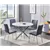 Round Tempered White Marble Glass 5 pc Dining Set w Grey Cushion Seats