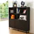Wooden Bookcase with Doors, Display Cabinet for Home, Office, Black