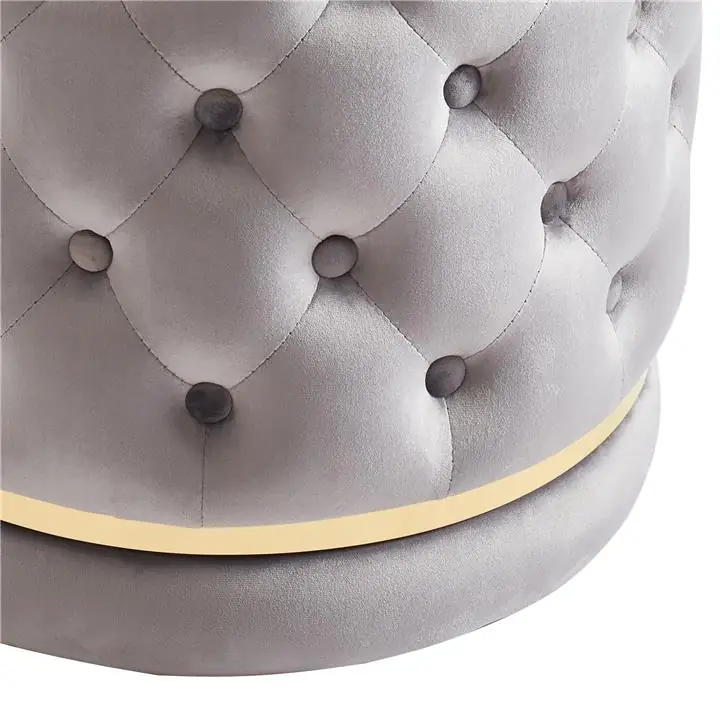 Bennett Round 360° swivel Ottoman - Grey/Gold