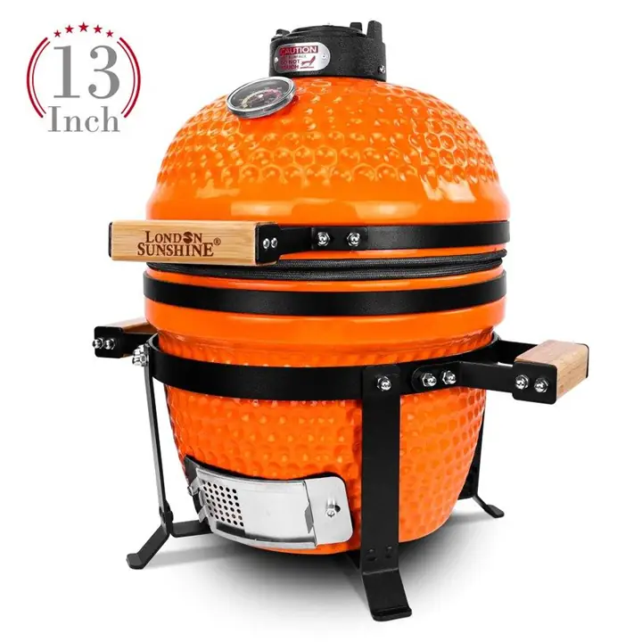 London Sunshine Ceramic BBQ Charcoal Kamado Grill 13 inch -orange