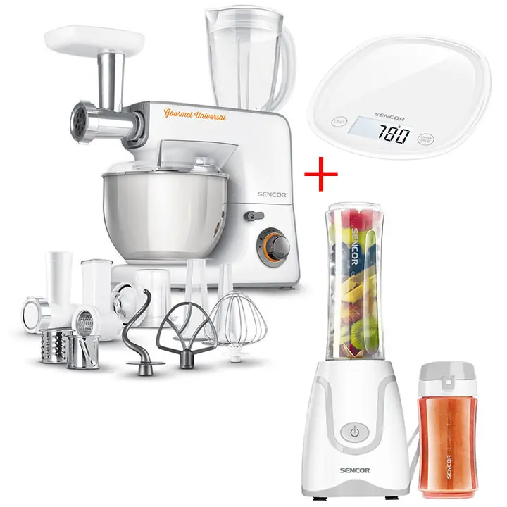 Sencor 3700WH Stand Mixer in White & Smoothie Maker/Scale Bundle