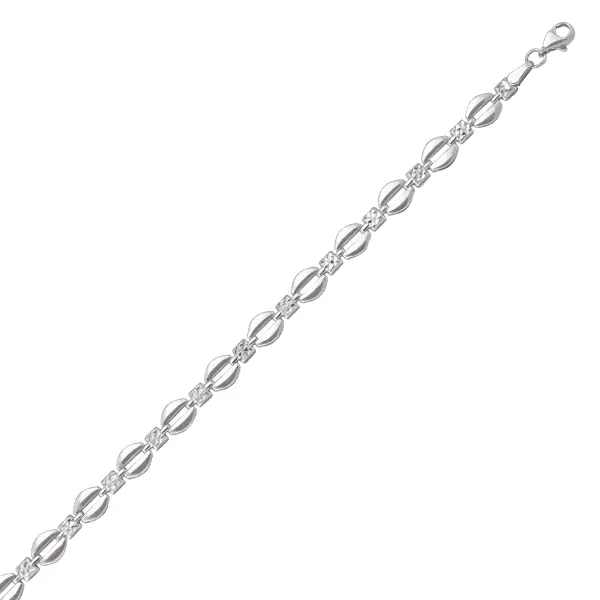 10K Silver Oval Shaped Link Bracelet