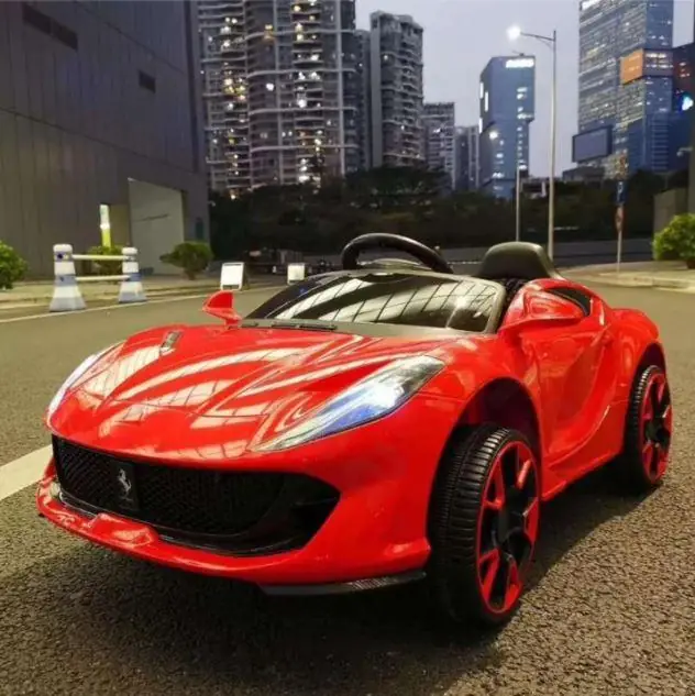 12V Ferrari Style with Parental Remote Control, Dual Motors, LED light