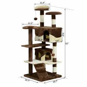 52' Cat Scratching Tree Kitten PlayActivity Center Pet Furniture
