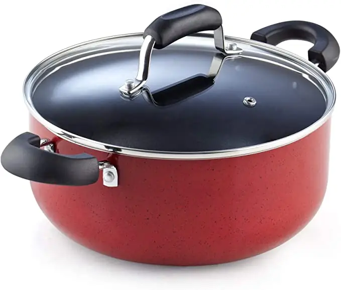 Cook N Home 02601 Stay Cool Handle, Red Marble Pattern 12-Piece