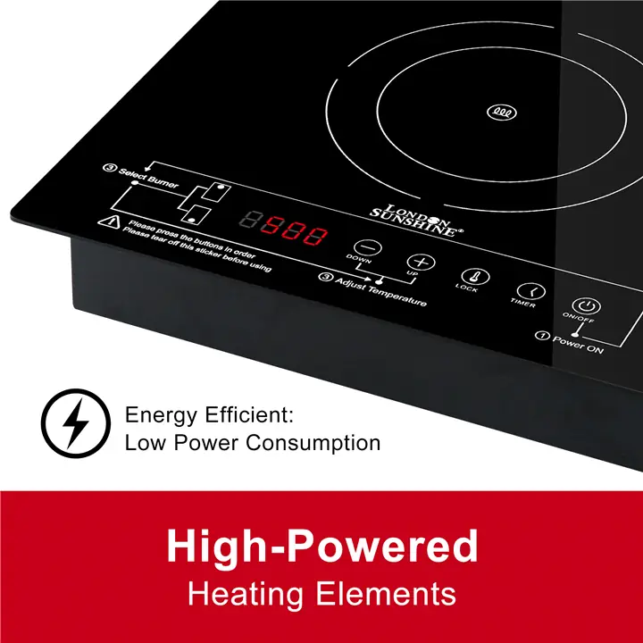 Double Induction Cooktop Countertop Built-in Vertical Dual Burner