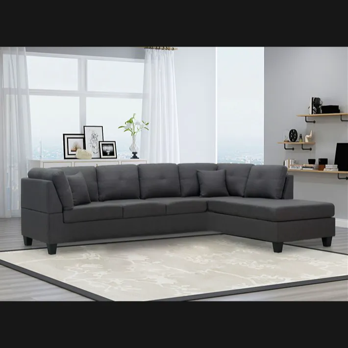 Grey Linen Sofa Sectional Large