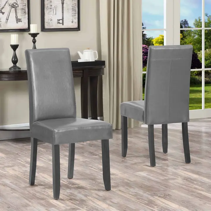 Grey Bonded Leather Chairs (2 Chairs)