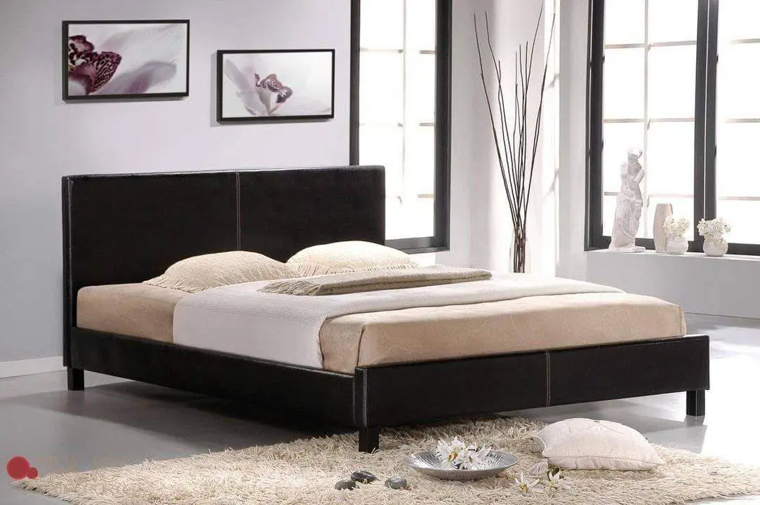 True Contemporary Mirabel Queen Espresso Faux Leather Platform Bed