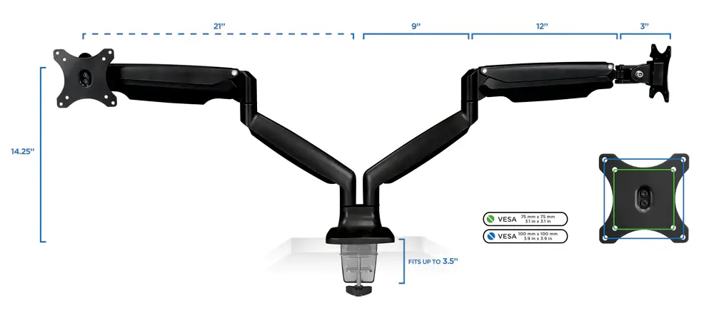 Dual Monitor Mount For Up To 32' Monitors (Silver)