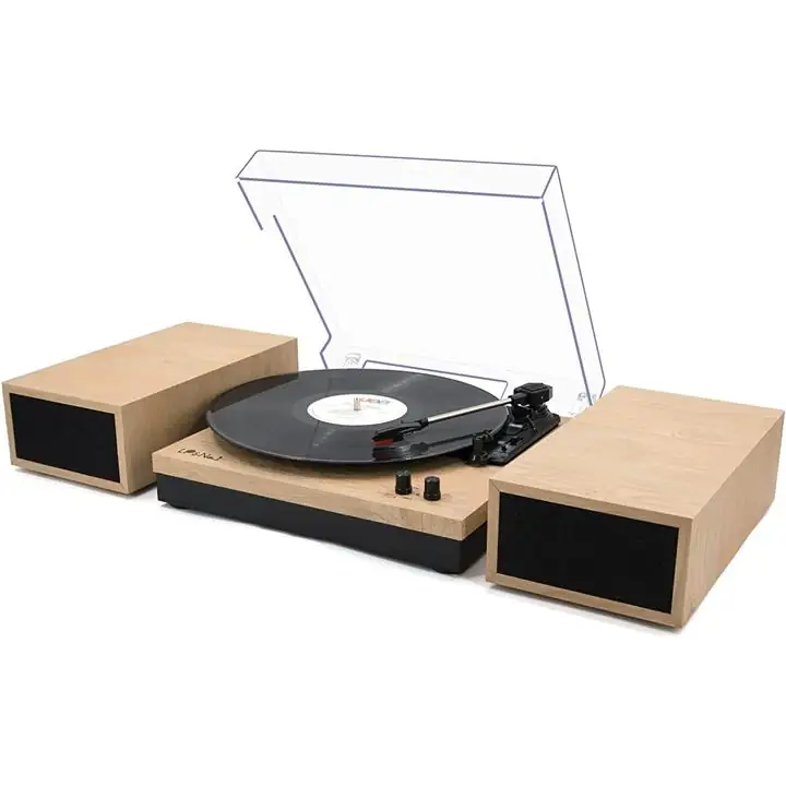 LP&No.1 Bluetooth Vinyl Record Player with External Speakers