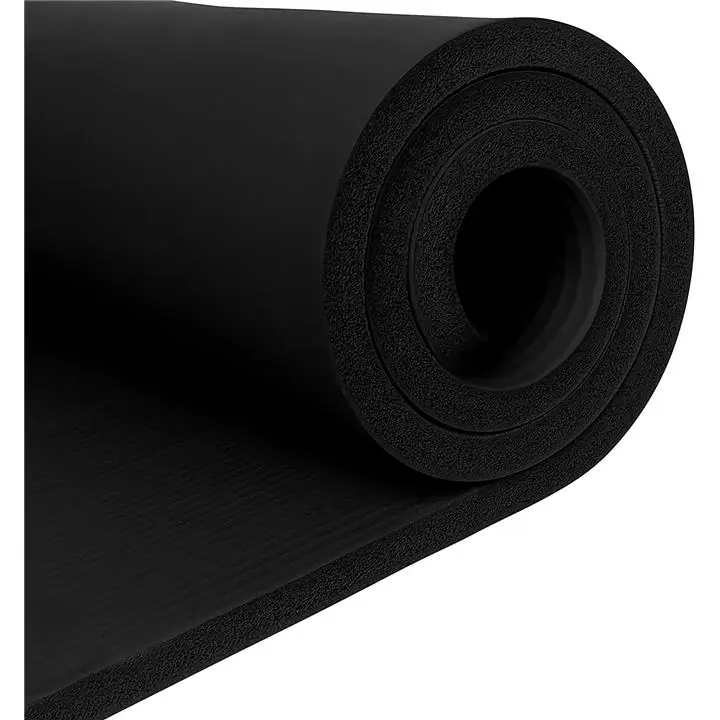 Retrospec Solana Yoga Mat 1'' Thick w/ Nylon - Black, 1 inch