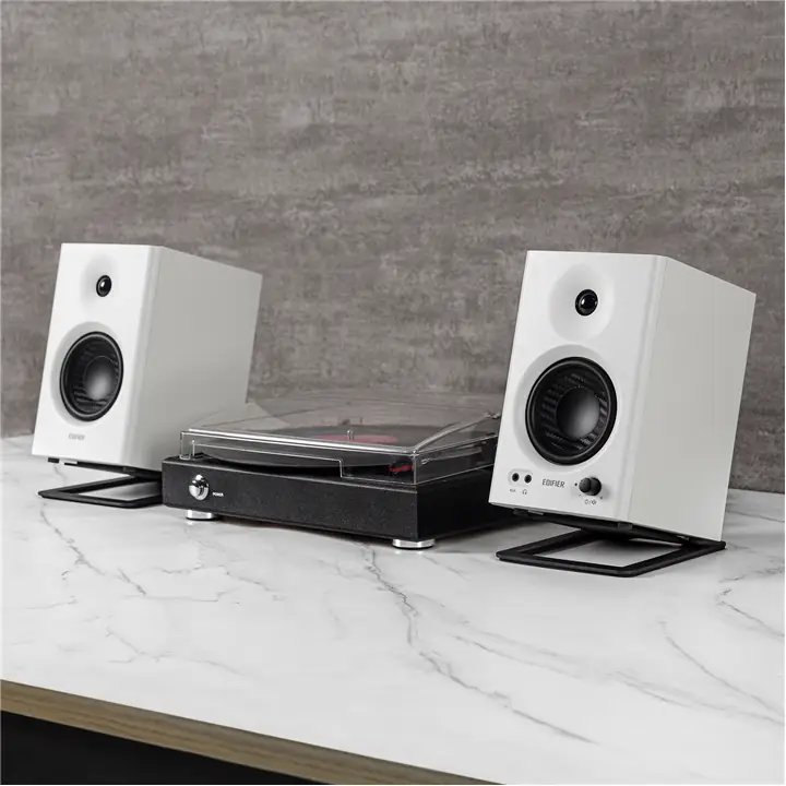 Edifier MR4 Powered Studio Monitor Speakers with speaker stands bundle