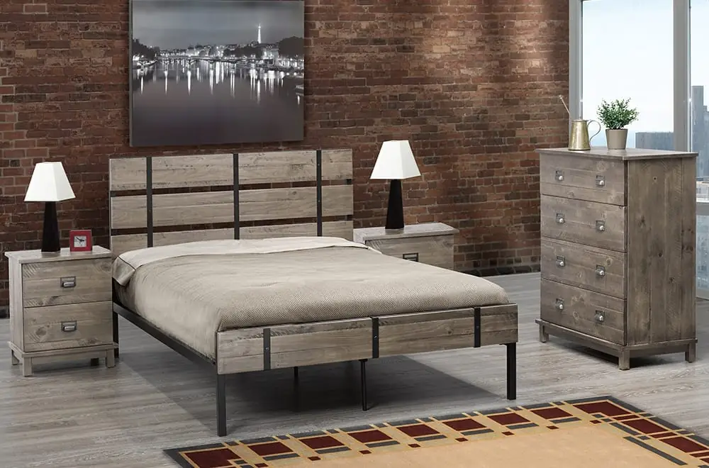 4-Piece Twin Size Distressed Bed Bedroom Set