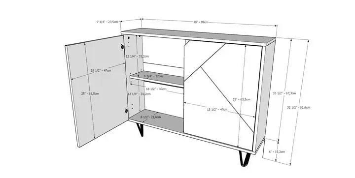 Slender 2-Door Storage Cabinet (Nutmeg And Charcoal)