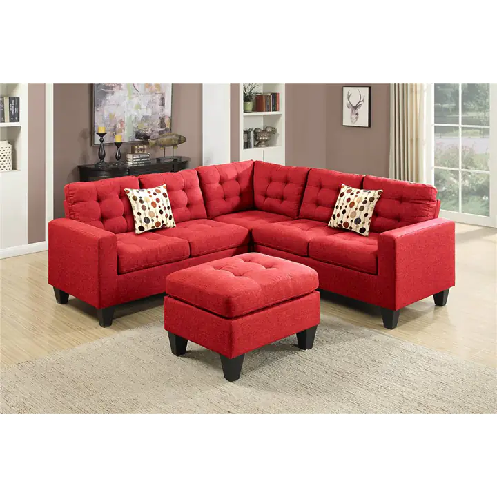 Aparan 4-Piece Modular Sectional Sofa Covers in Carmine Polyfiber