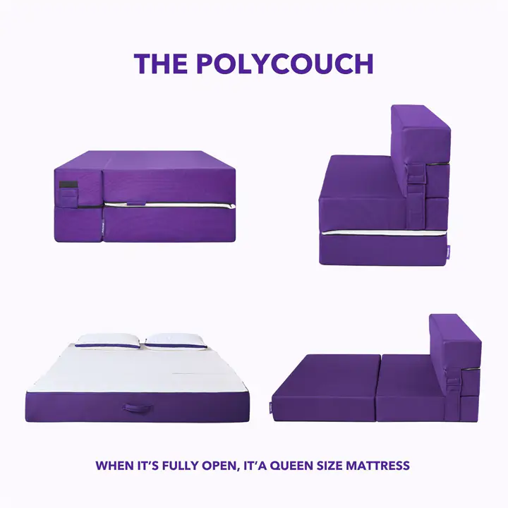 Polysleep Polycouch Folding Memory Foam Sofa Bed — Queen Size