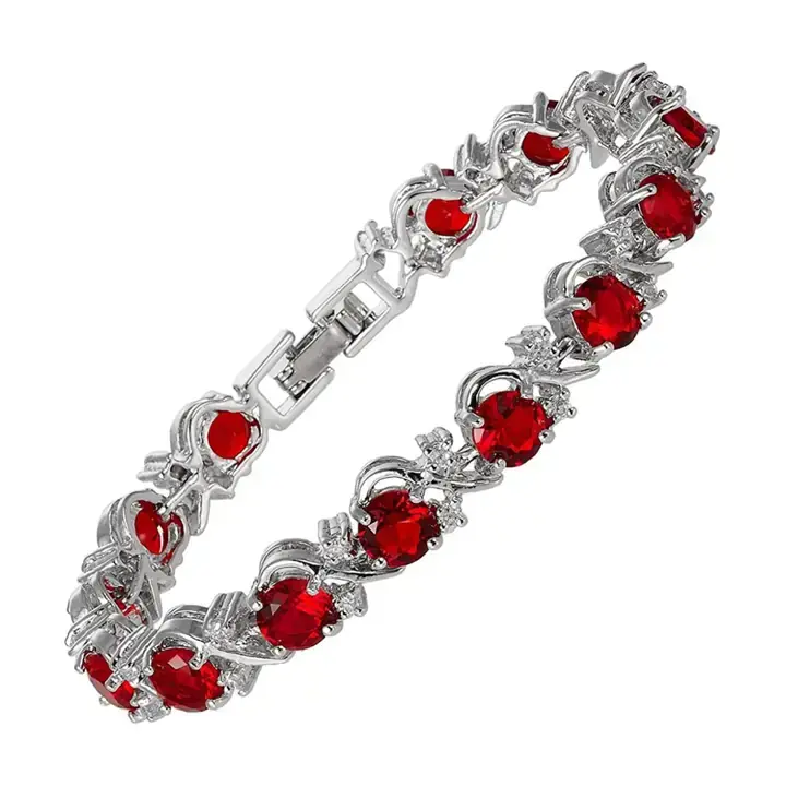 Modern Red Crystal, 18K White Gold