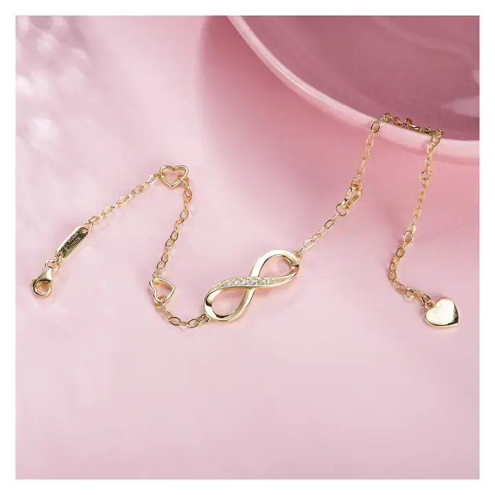 Endless Love Symbol Gold Tone Adjustable Anklet Bracelet