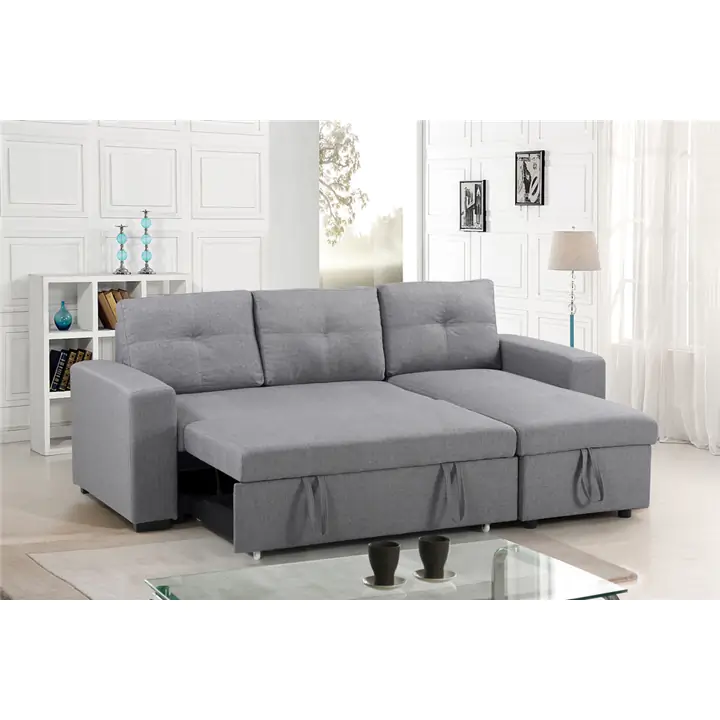 Grey Fabric Reversible Sofabed Sectional w Large Lift up Storage