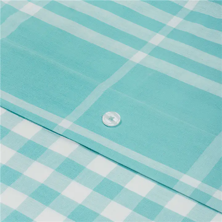 Banbury Plaid Turquoise Blue Duvet Cover Set King with 2 Pillow Shams