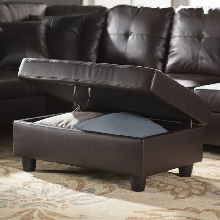 103.5' Wide Linen Sofa & Chaise with Ottoman Chocolate