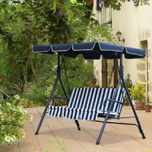 3 Seater Swing Chair Outdoor Patio Hammock Porch Adjustable Canopy