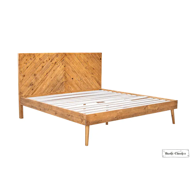 Rustic Classics Cypress Reclaimed Wood Queen Platform Bed in Spice