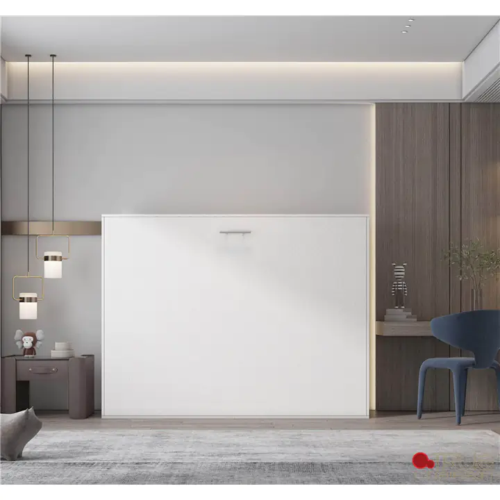 True Contemporary Heidi II White Horizontal Murphy Wall Twin Bed