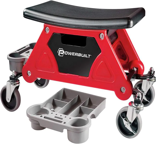Powerbuilt Heavy Duty Rolling Mechanics Seat Brake Stool 300lb