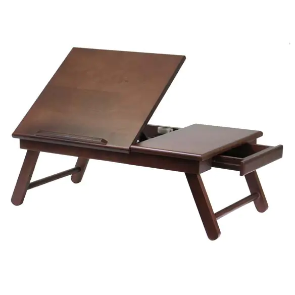 Winsome Alden Lap Desk, Flip Top With Drawer, Foldable Legs