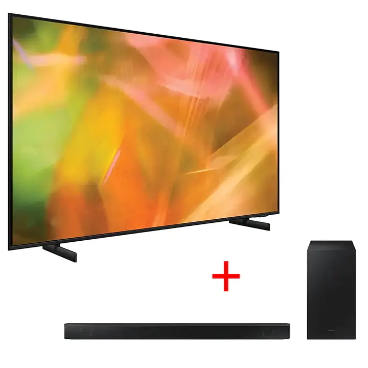 Samsung 55” AU8000 UHD 4K Smart TV & Samsung 2.1 Ch Soundbar HW-B550