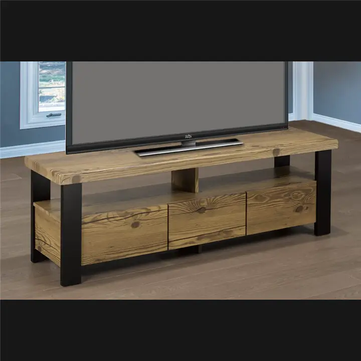 Two Tone Finish TV Stand 60-Inch (Distressed Wood/Espresso)