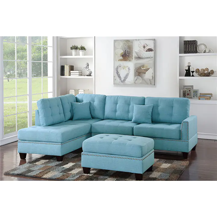 Albi 3-Piece Living Room Sectional Sofa Set Covered in Polyfiber