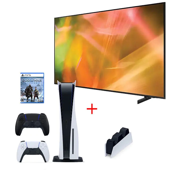 Samsung 65” AU8000 UHD 4K Smart TV & PS5 Disc Edition Bundle