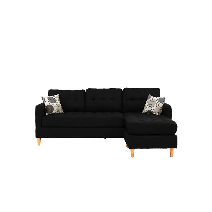 Kassel 2-Piece Reversible Sectional in Black Polyfiber