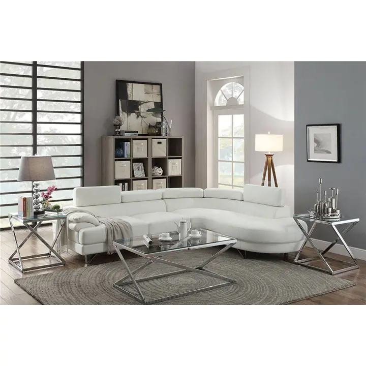 Teemore  Faux Leather 2-Piece Sectional Sofa in White