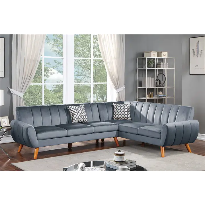 Milan 2-Piece Sectional with Wedge Covered in Velvet Fabric