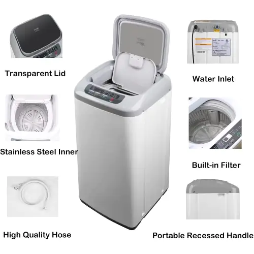 Frestec Portable Washing Machine, 0.84 cu.ft. Fully-Automatic Washer